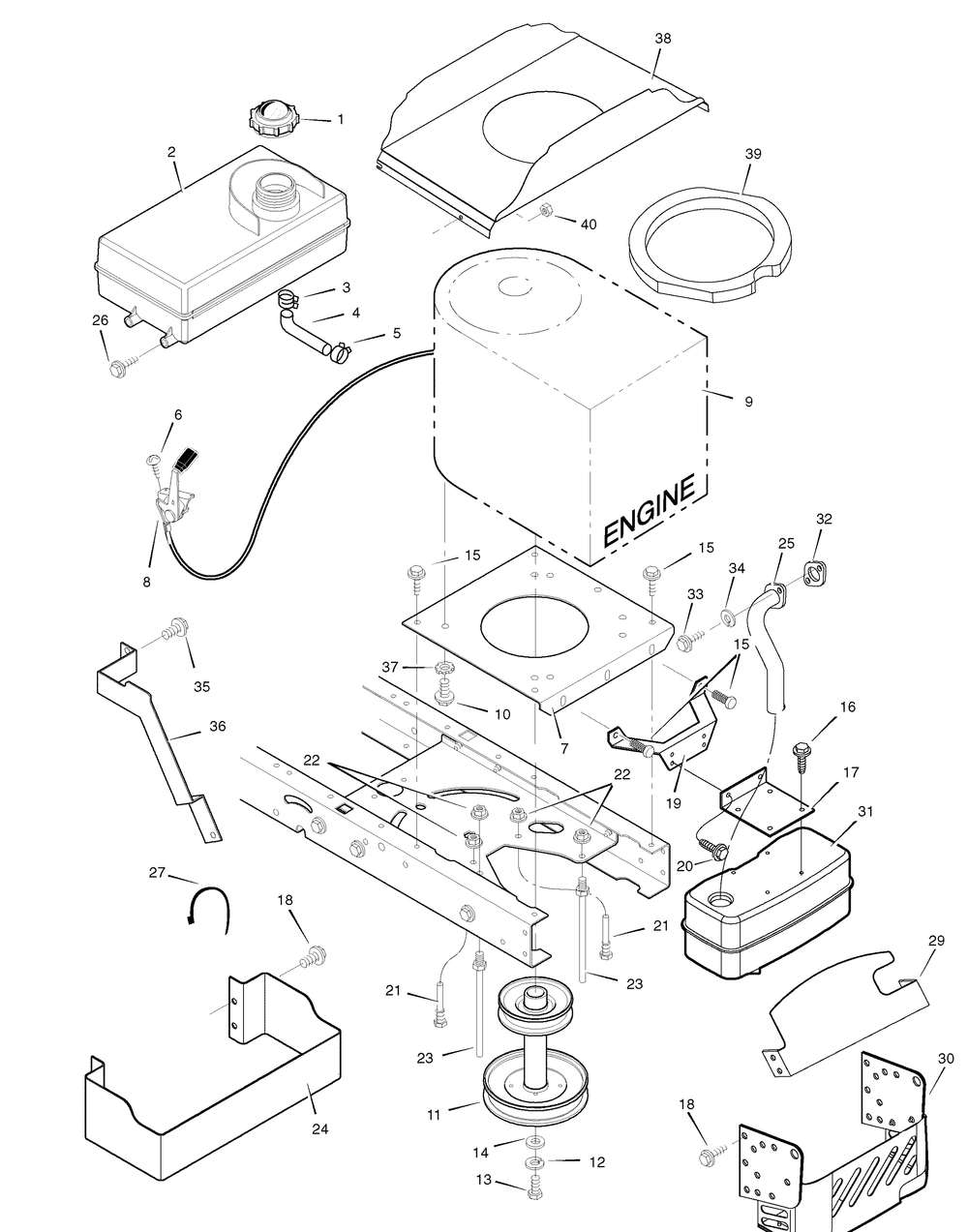 Engine Mount Diagram and Parts List for 7800282-425307X51A 2008 Briggs and Stratton Lawn Tractor